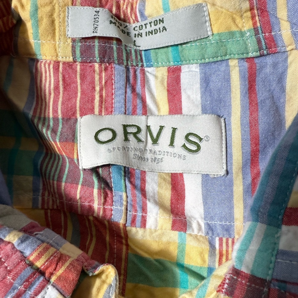 Orvis Plaid Madras Patchwork Button Down Shirt Me… - image 5